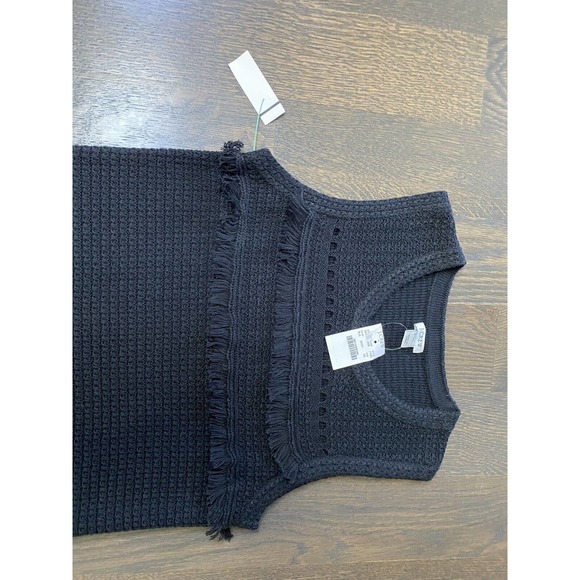NWT~ J.‎ Crew Sleeveless Fringed Sweater Dress Black~XS - Picture 7 of 7